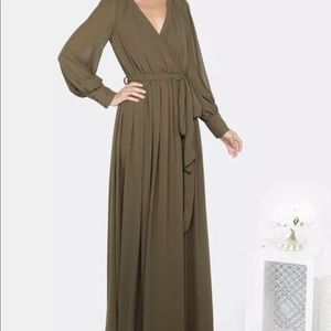 naked wardrobe Olive Green Maxi Dress